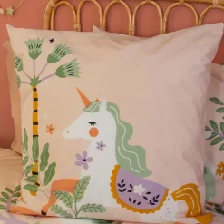 Cote Deco Housse de couette 140x200 + 1 taie LICORNE coton 57fils Best