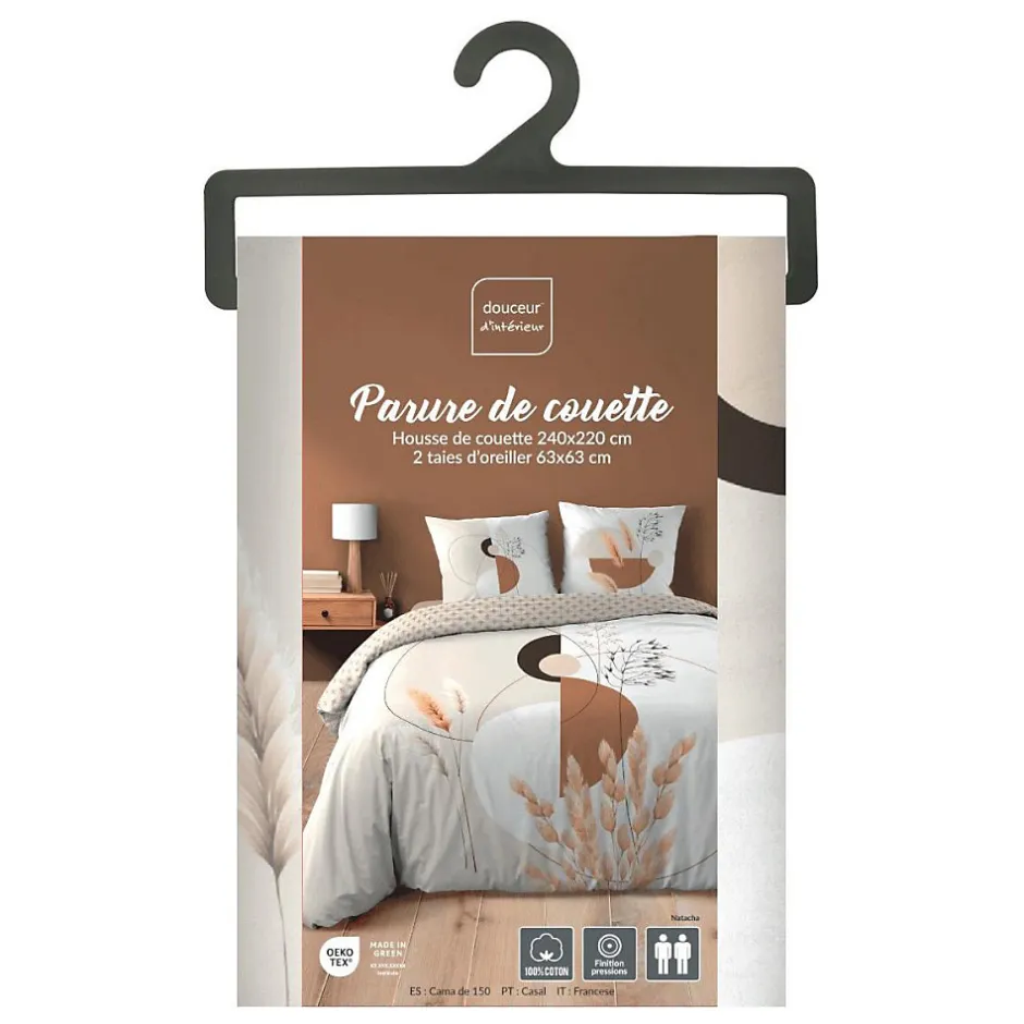 Douceur D'Intérieur Housse de couette 240x220 + 2 taies PAMPA 100% coton Outlet