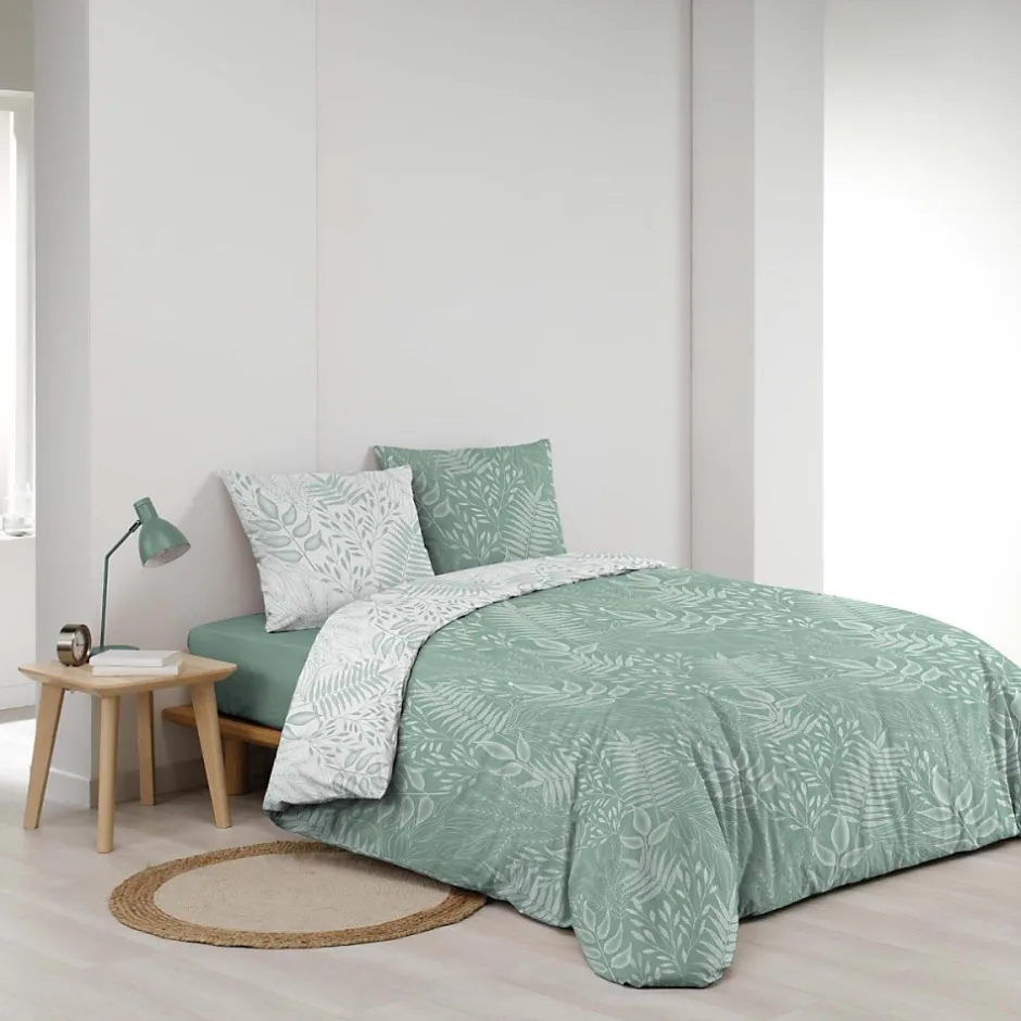 Douceur D'Intérieur Housse de couette 260x240 + 2 taies CASSIA sauge 100% coton