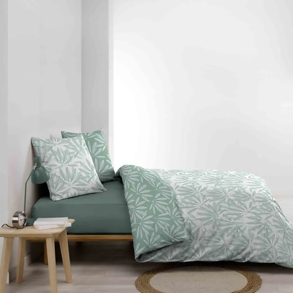 Douceur D'Intérieur Housse de couette 240x220 + 2 taies MALIA sauge 100% coton Discount