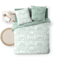 Douceur D'Intérieur Housse de couette 240x220 + 2 taies MALIA sauge 100% coton Discount