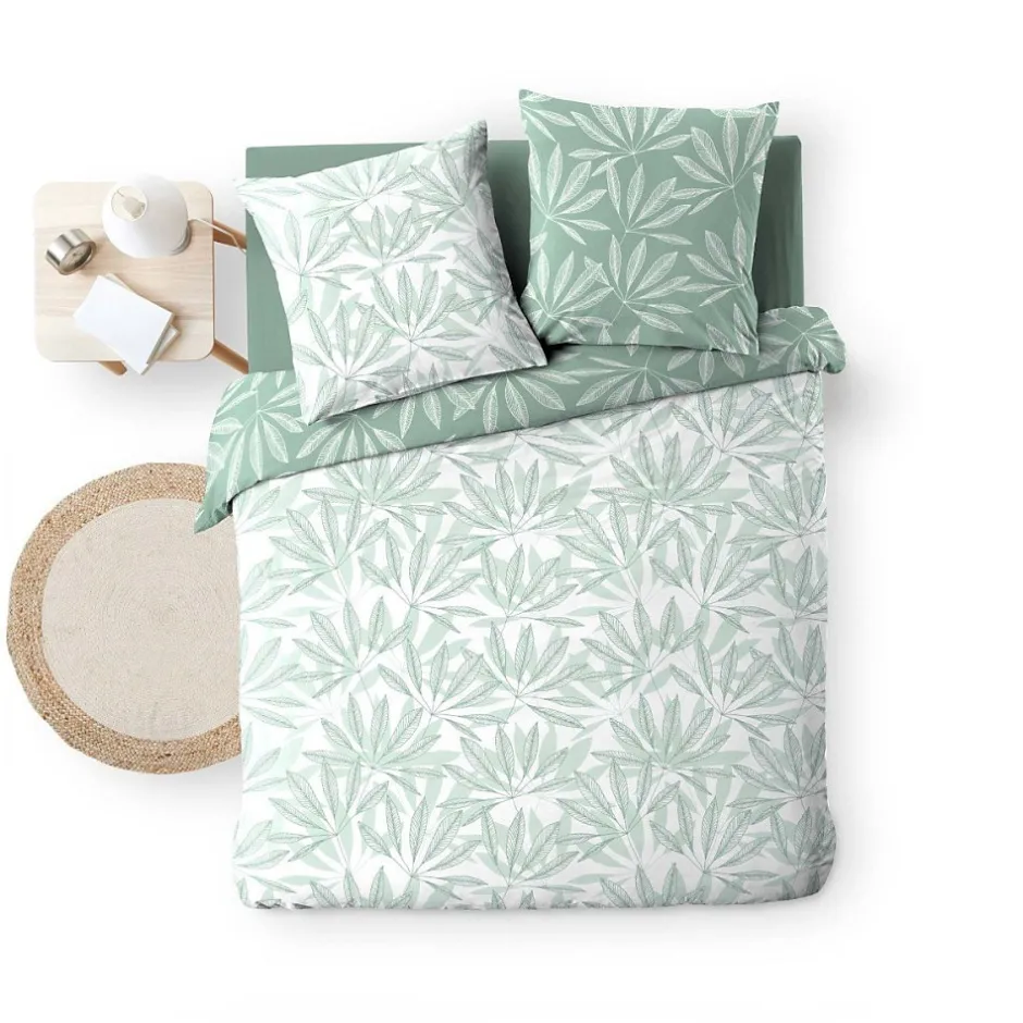 Douceur D'Intérieur Housse de couette 240x220 + 2 taies MALIA sauge 100% coton Discount