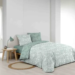 Douceur D'Intérieur Housse de couette 240x220 + 2 taies MALIA sauge 100% coton Discount