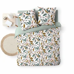 Douceur D'Intérieur Housse de couette 240x220 + 2 taies imprimées feuillages Sale