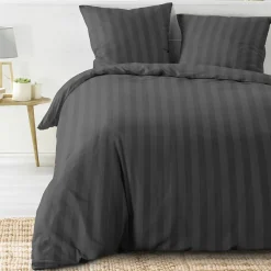 Douceur D'Intérieur Housse de couette 240x220 + 2 taies Cléo Anthracite microfibre Discount