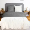 Cote Deco Housse de couette 260x240 + 2 taies Chaude et douillette grise