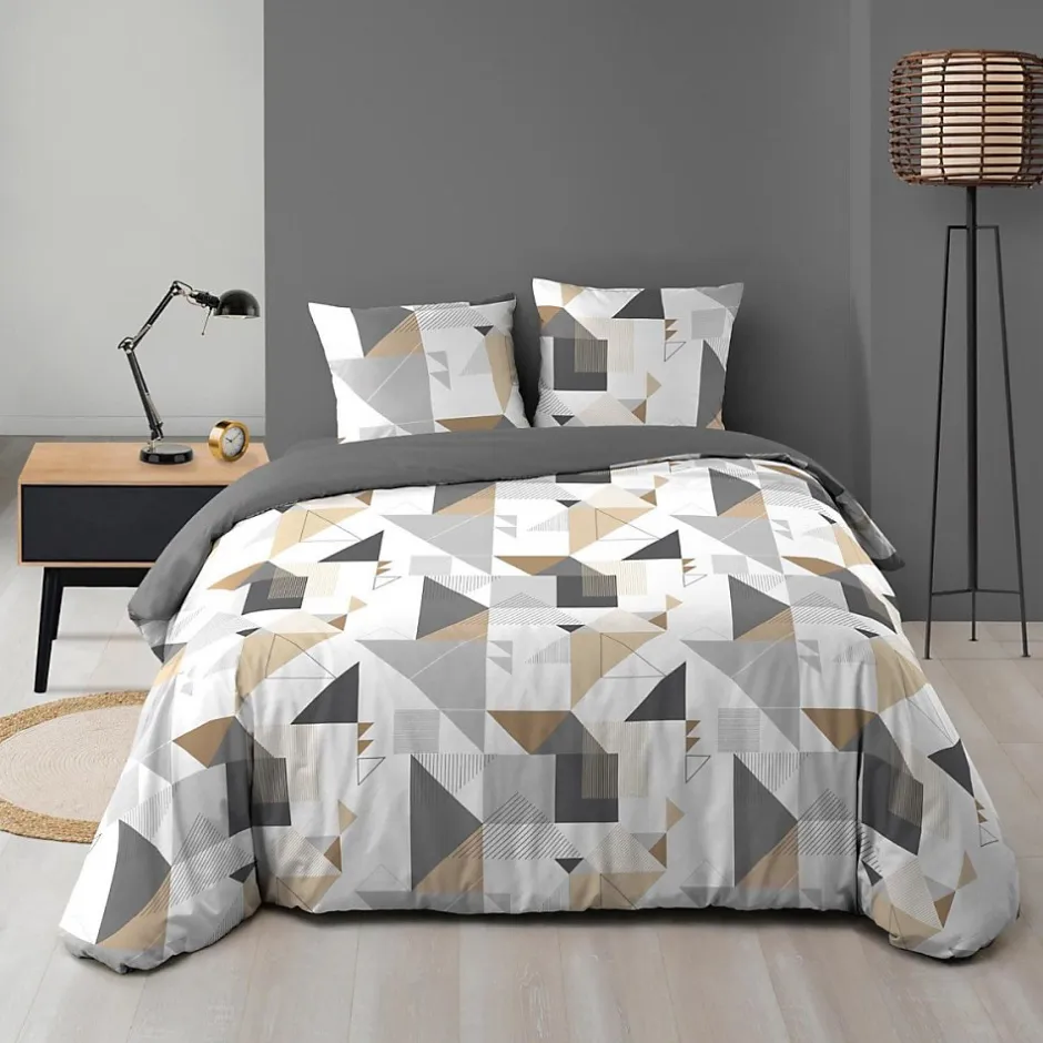 Douceur D'Intérieur Housse de couette 240x220 + 2 taies TRIGONE microfibre