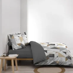 Douceur D'Intérieur Housse de couette 240x220 + 2 taies TRIGONE microfibre