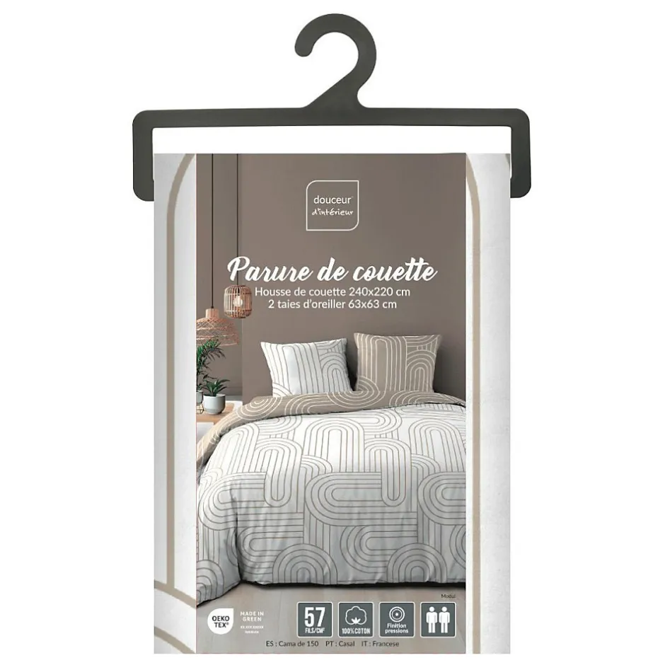 Douceur D'Intérieur Housse de couette 240x220 + 2 taies GEOMETRIQUE 100% coton 57fils Online