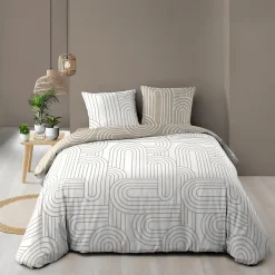 Douceur D'Intérieur Housse de couette 240x220 + 2 taies GEOMETRIQUE 100% coton 57fils Online
