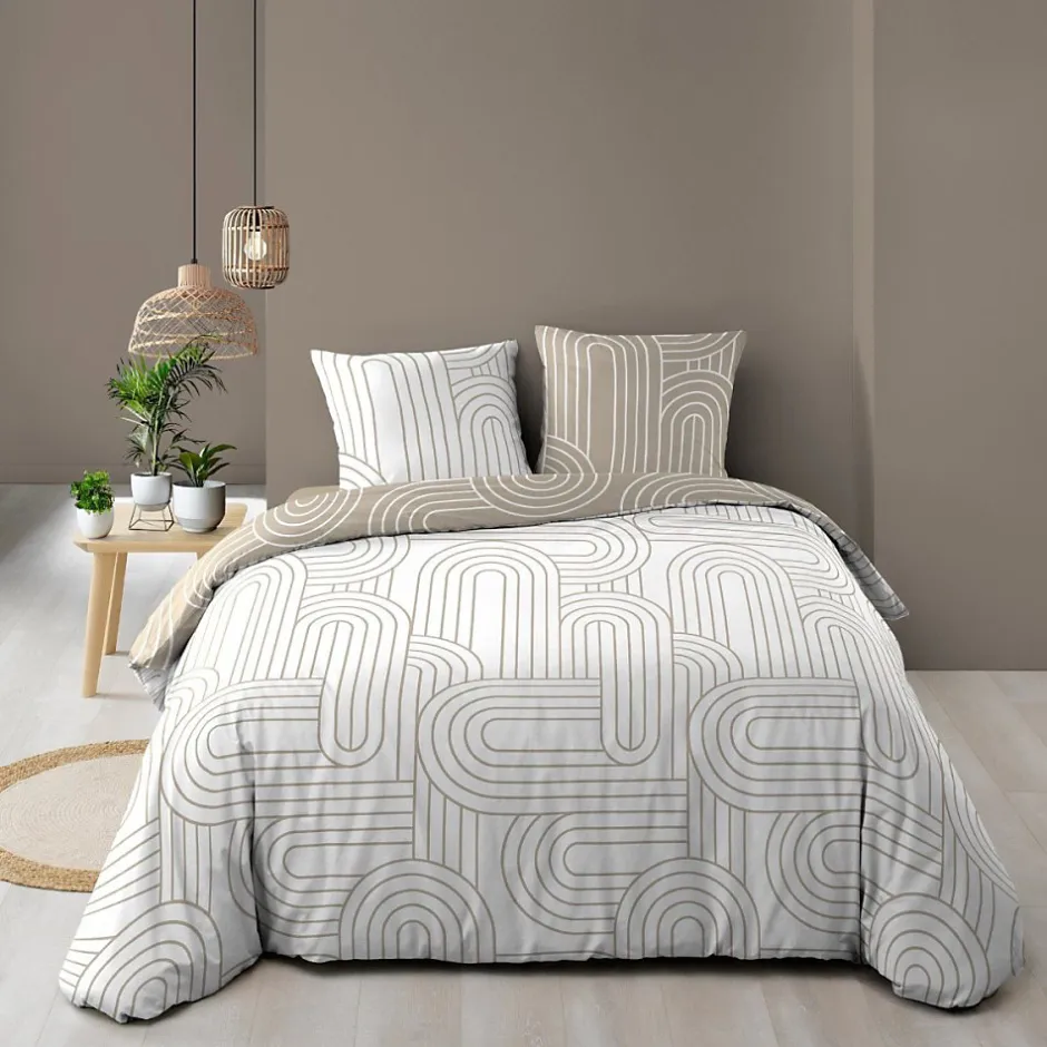 Douceur D'Intérieur Housse de couette 240x220 + 2 taies GEOMETRIQUE 100% coton 57fils Online