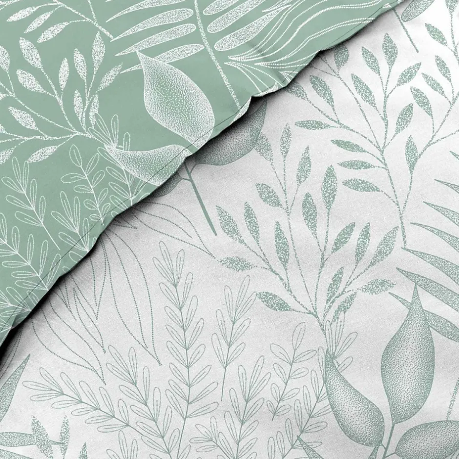 Douceur D'Intérieur Housse de couette 240x220 + 2 taies CASSIA sauge 100% coton Outlet