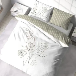 Cote Deco Housse de couette 240x220 + 2 taies SOLIFLORE 100% Coton 57 fils Clearance