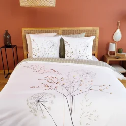 Cote Deco Housse de couette 240x220 + 2 taies SOLIFLORE 100% Coton 57 fils Clearance