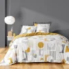 Douceur D'Intérieur Housse de couette 240x220 + 2 taies GEOMELO ocre