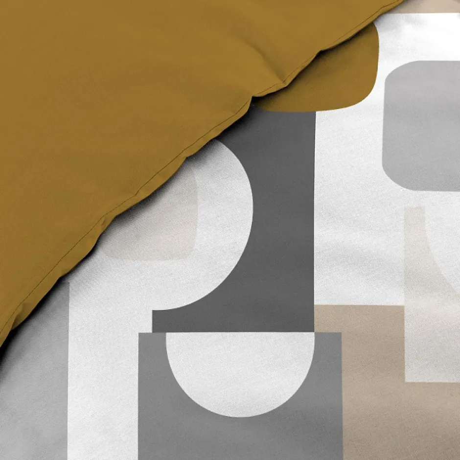 Douceur D'Intérieur Housse de couette 240x220 + 2 taies GEOMELO ocre