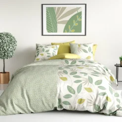 Atelier Du Coton Housse de couette 260x240 ARECA + 2 taies coton 57 fils
