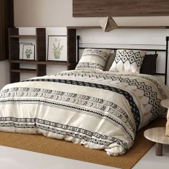 Atelier Du Coton Housse de couette 260x240 Bohème + 2 taies coton 57 fils