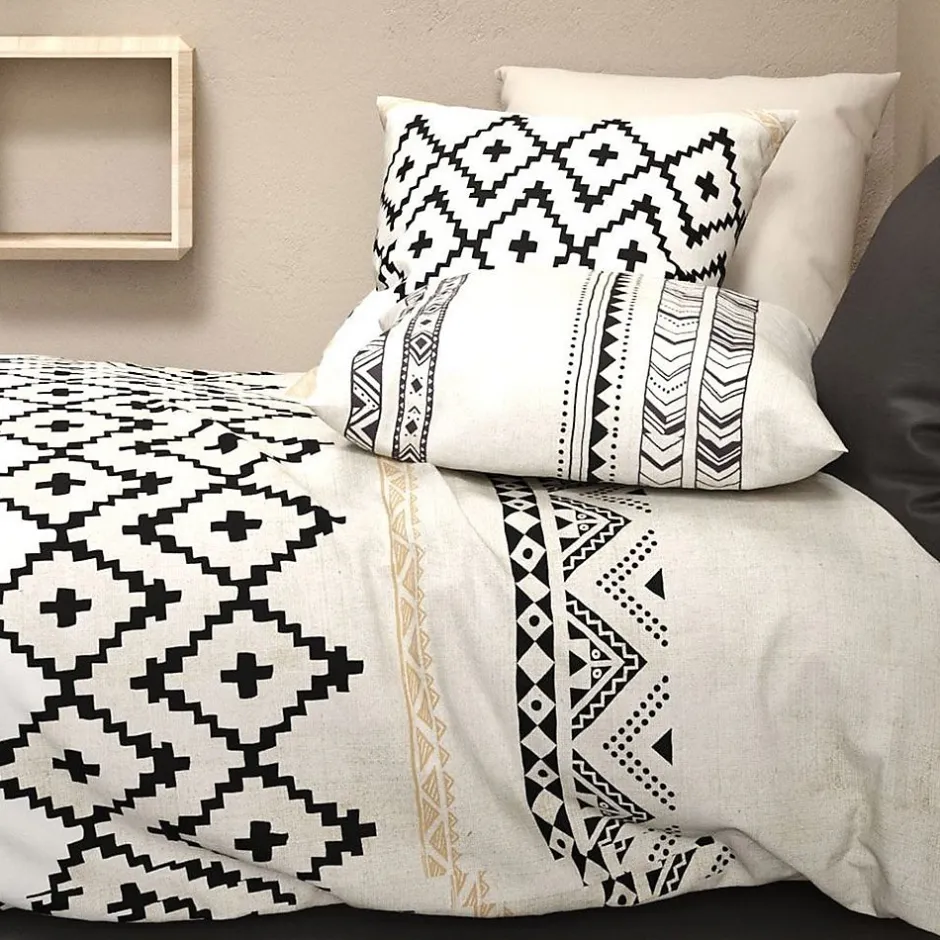 Atelier Du Coton Housse de couette 260x240 Bohème + 2 taies coton 57 fils
