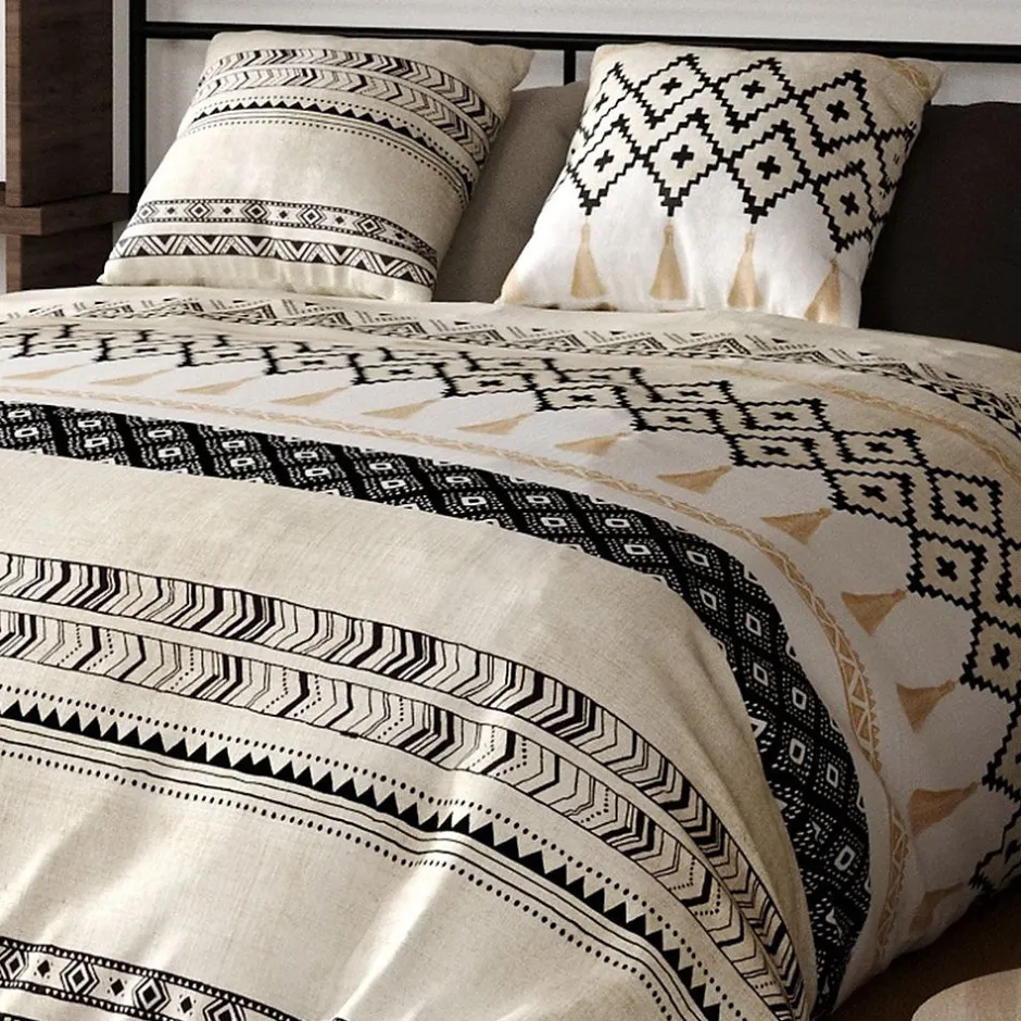 Atelier Du Coton Housse de couette 260x240 Bohème + 2 taies coton 57 fils