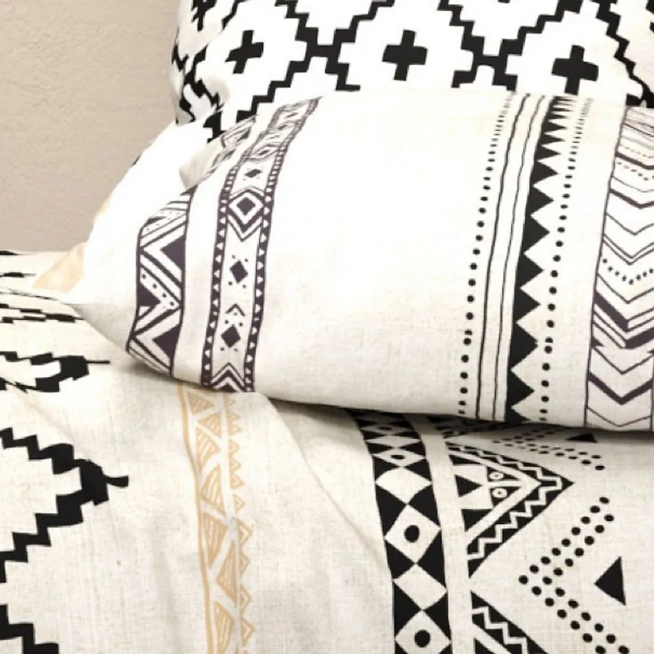 Atelier Du Coton Housse de couette 260x240 Bohème + 2 taies coton 57 fils