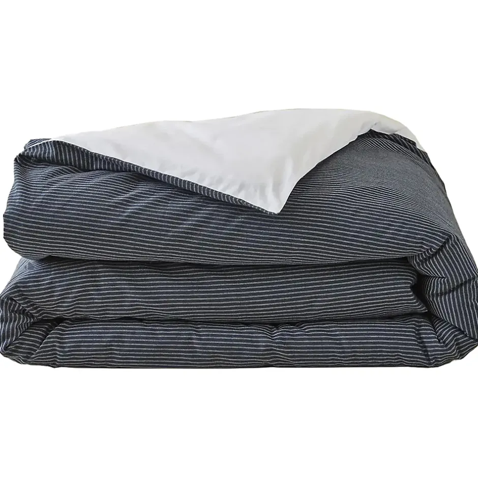 Linnea Housse de couette 200x200 cm coton BRIXTON à rayures noires Outlet