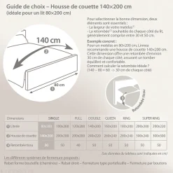 Linnea Housse de couette 140x200 cm en percale coton LISON gris