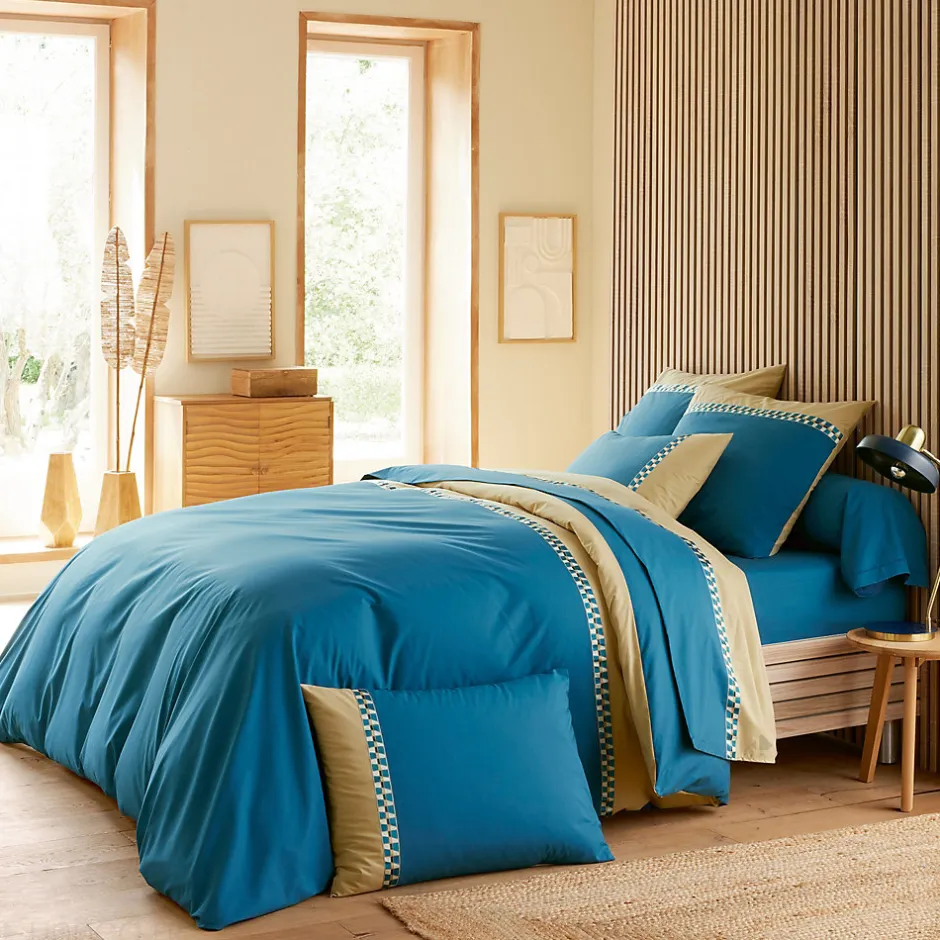 Linnea Housse de couette 300x240 cm en percale de coton LINOA bleu cobalt