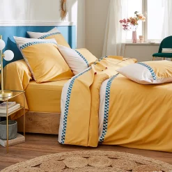Linnea Housse de couette 140x200 cm en percale coton ROMY Ambre