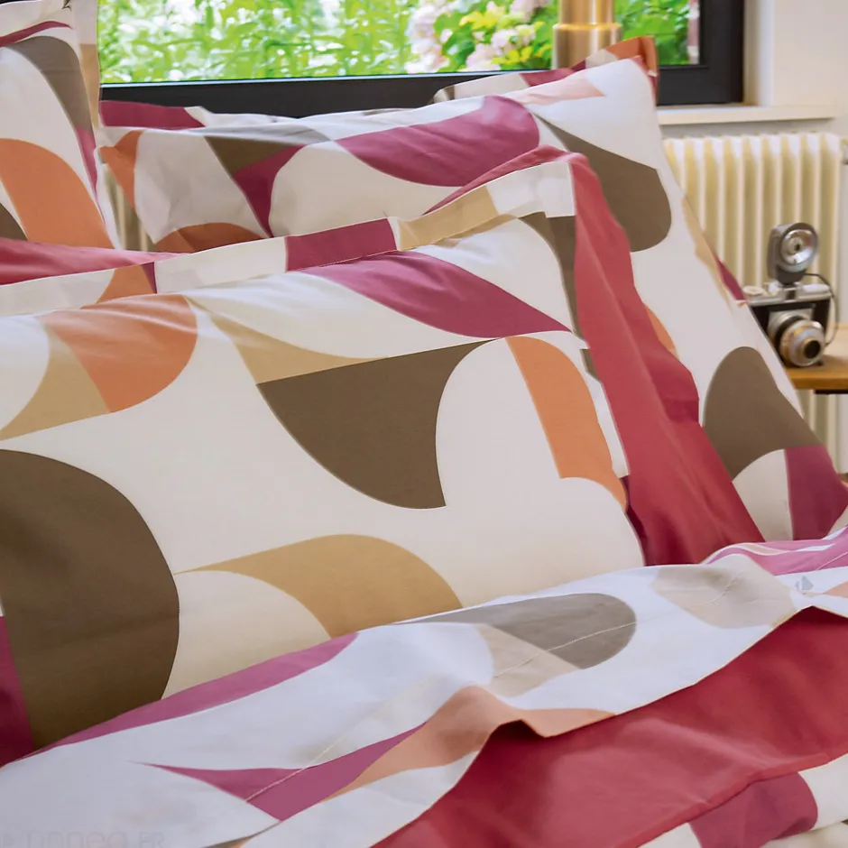 Linnea Housse de couette 300x240 cm en 100% percale MODULO blanc acajou