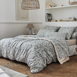 Linnea Housse de couette 280x240 cm en percale coton LISON gris Outlet