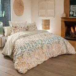 Linnea Housse de couette 140x200 cm en coton ÉVASION pêche écru