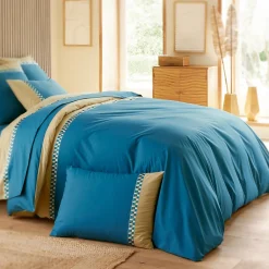 Linnea Housse de couette 200x200 cm en percale de coton LINOA bleu cobalt