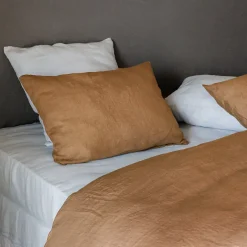 Linnea Housse de couette 260X240 cm lit lin lavé SONATE marron Cognac Sale