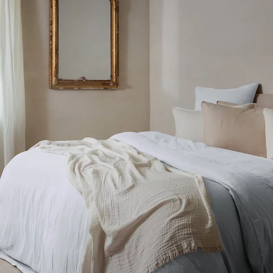 Linnea Housse de couette 260x240 cm mousseline de coton MILOS blanc neige New