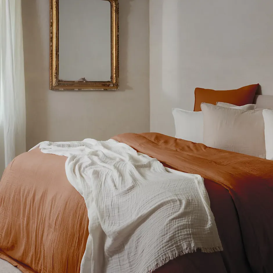 Linnea Housse de couette 240x220 cm mousseline de coton MILOS marron terre cuite Best