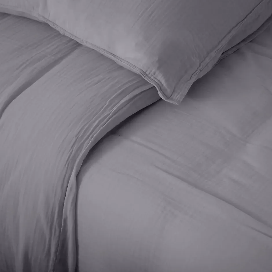 Linnea Housse de couette 240x220 cm mousseline de coton MILOS gris cendre Clearance