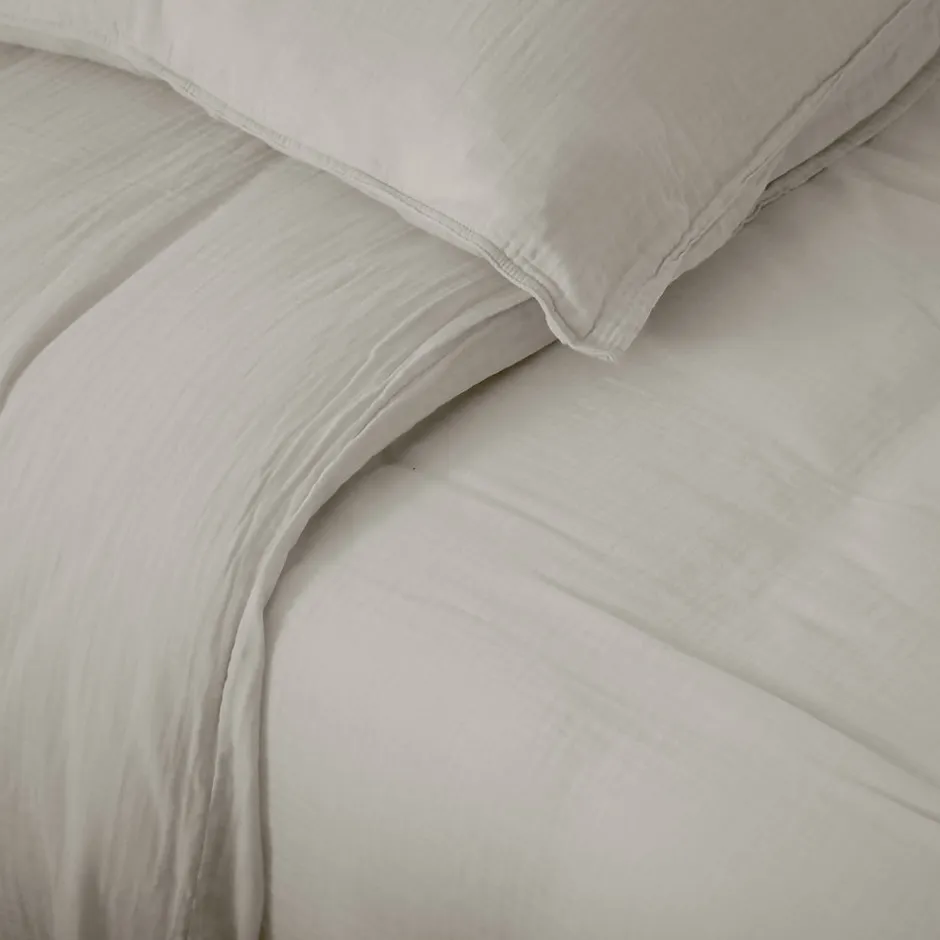 Linnea Housse de couette 240x220 cm mousseline de coton MILOS beige ficelle