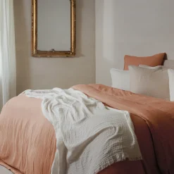 Linnea Housse de couette 240x220 cm mousseline de coton MILOS marron cognac