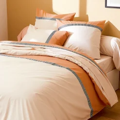 Linnea Housse de couette 280x240 cm percale coton MACASSAR Cognac Hot