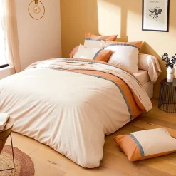 Linnea Housse de couette 280x240 cm percale coton MACASSAR Cognac Hot