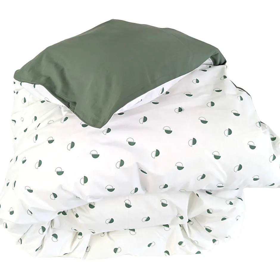 Linnea Housse de couette 240x220 cm percale coton ALEX vert Kaki