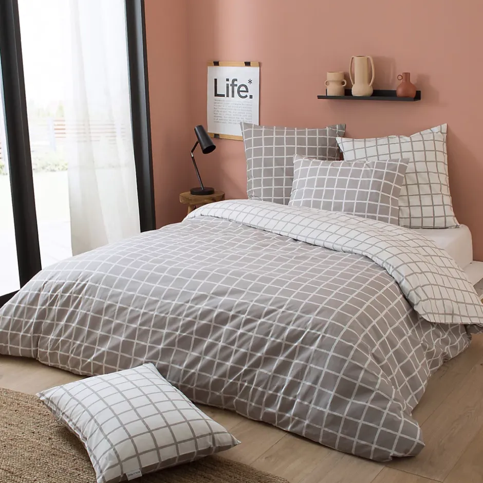 Linnea Housse de couette 200x200 cm percale coton DDM MAX Gris Outlet