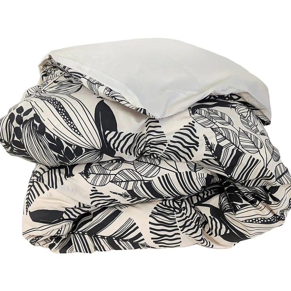 Linnea Housse de couette 300x240 cm percale de coton ALBA beige/noir Sale