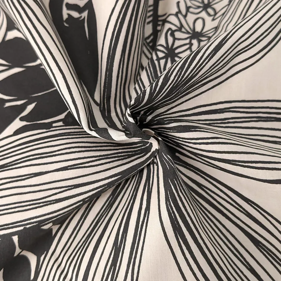 Linnea Housse de couette 300x240 cm percale de coton ALBA beige/noir Sale