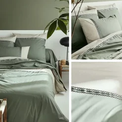 Linnea Housse de couette 140x200 cm percale coton NOA vert Kaki Clearance