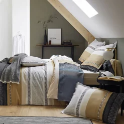 Linnea Housse de couette 260x240 cm percale coton MARLOW acier