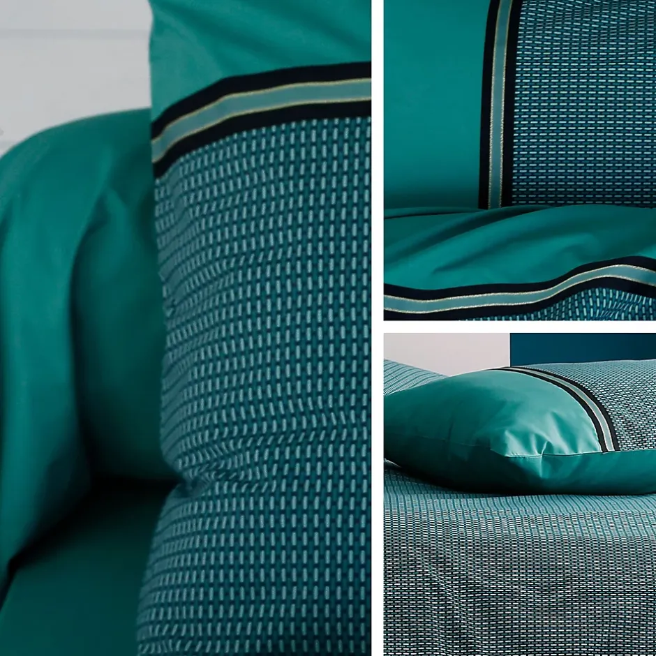Linnea Housse de couette 240x220 cm percale de coton GUSTAV vert Emeraude Clearance