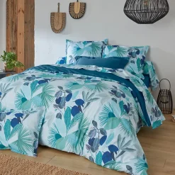 Linnea Housse de couette 200x200 cm percale de coton MOOREA PACIFIC bleu/vert Best