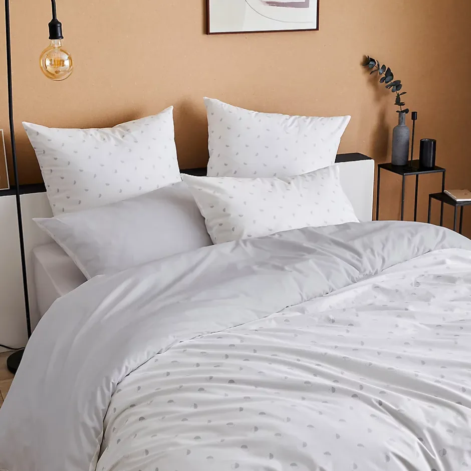 Linnea Housse de couette 140x200 cm percale coton ALEX gris Nuage Sale